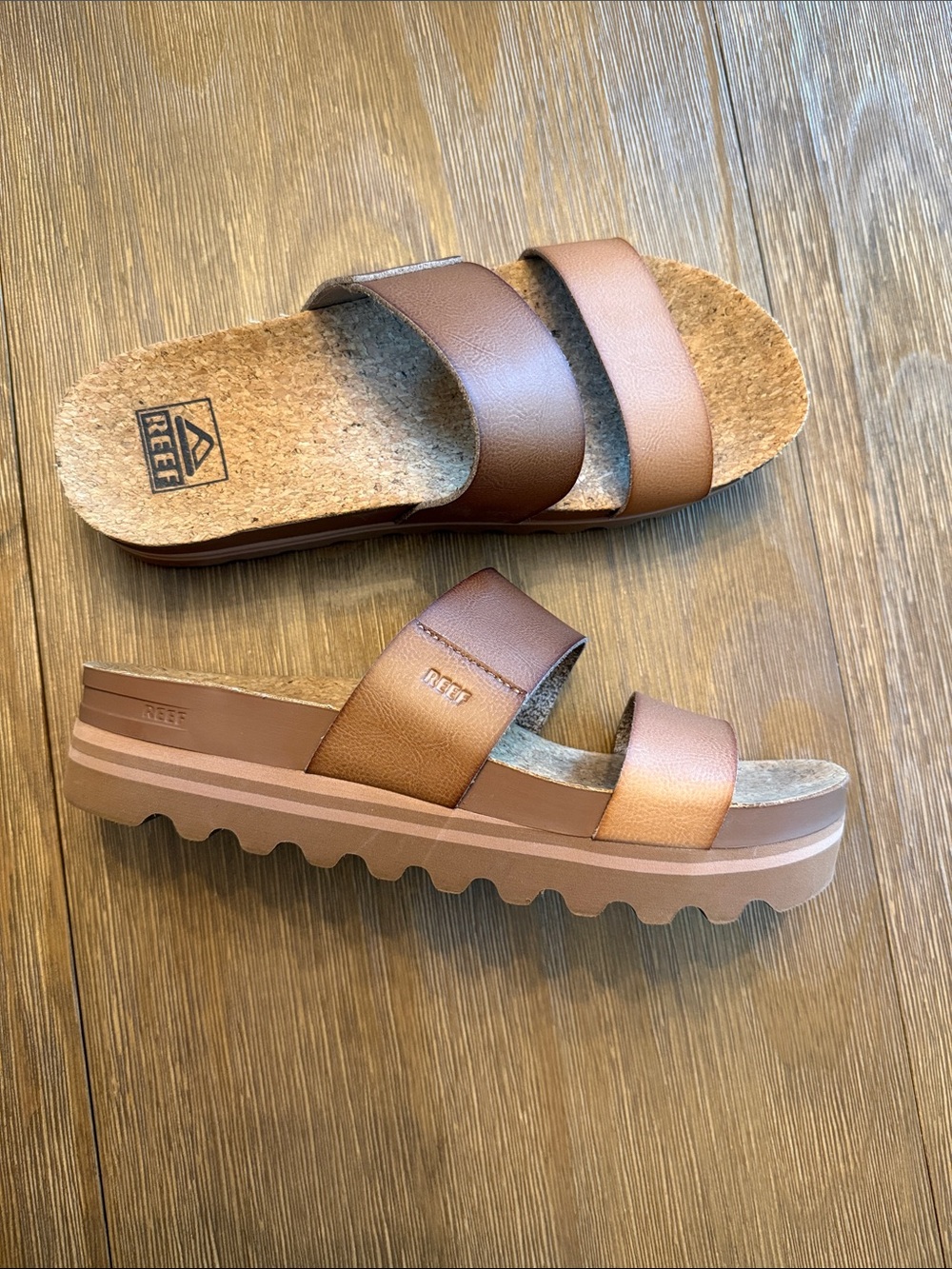 Reef Women's Dual-Strap Platform Slide Sandal - Copper Brown